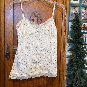 DKNY Cream and Red Floral Camisole